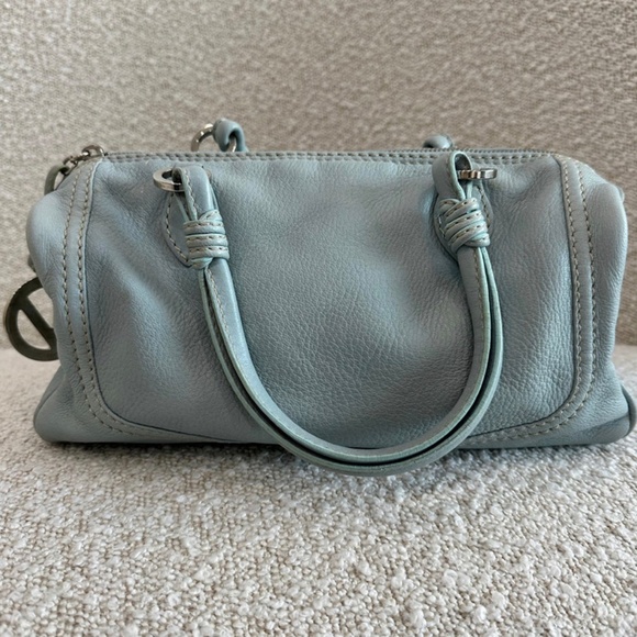 Authentic Valentino Leather Aqua Blue V Motif Metal Bag - Picture 3 of 16